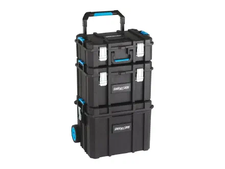 3-In-1 Heavy Duty Modular Tool Storage System (technician case + deep chest + mobile chest)